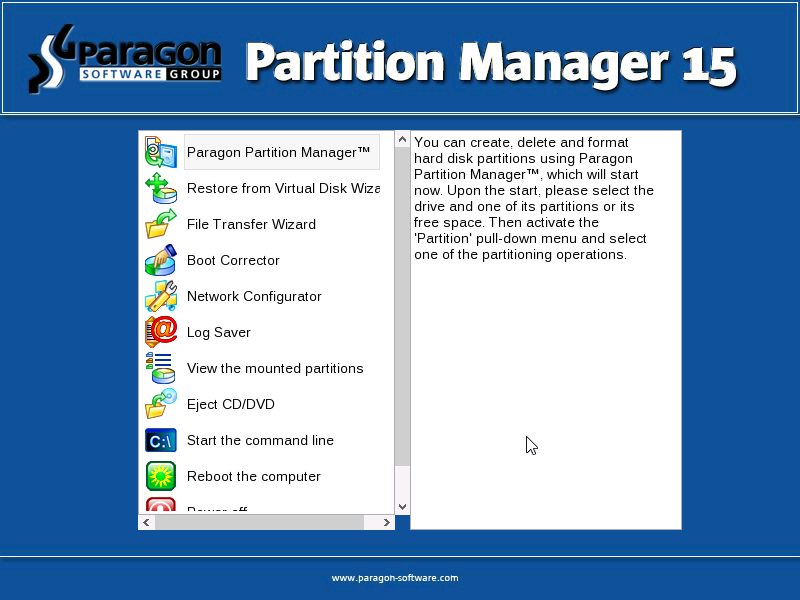 usb paragon partition manager